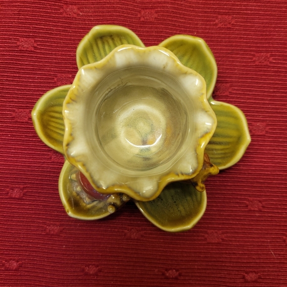 Vtg Ceramic Candle Holder| 2 Ladybugs On A Lotus Flower Pre 2000 - Picture 5 of 6